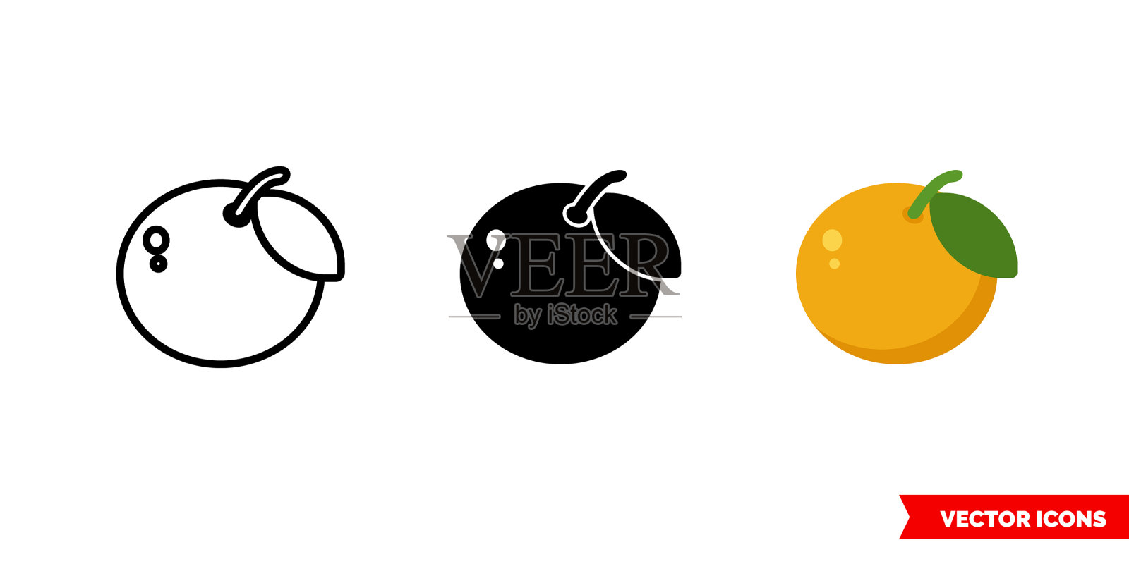 橙色图标3种颜色的黑色和白色插画图片素材