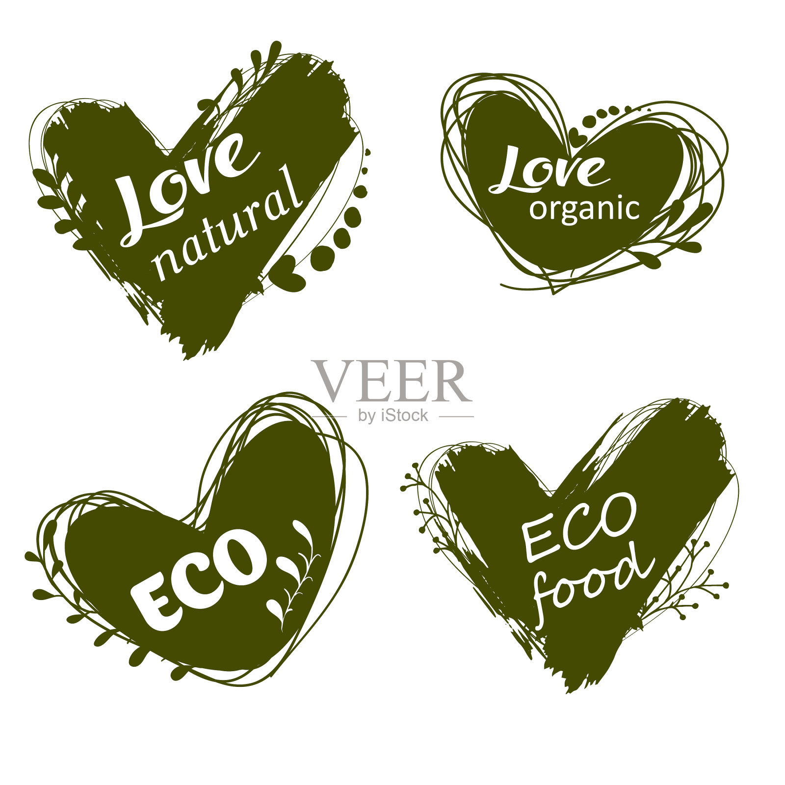 涂鸦标志，我喜欢有机菜单插画图片素材