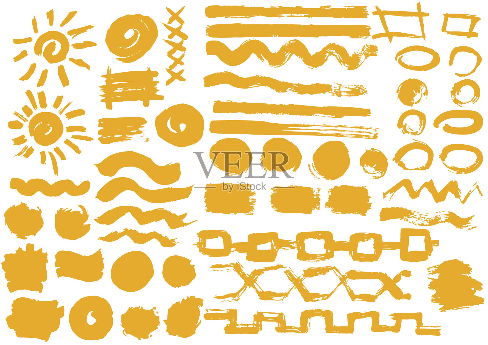 手工原始纹理手绘笔刷插画图片素材