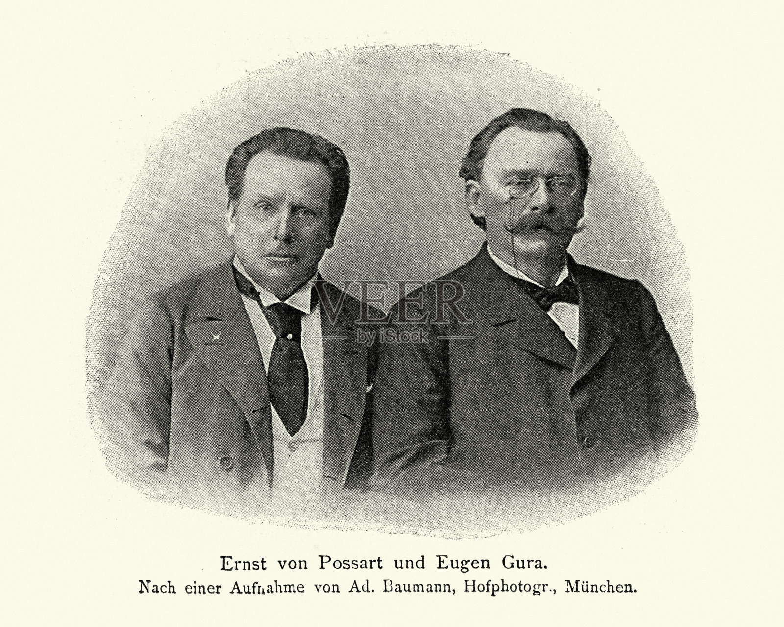 Ernst von posart，德国演员，Eugen guura，德国歌剧男中音，19世纪照片摄影图片
