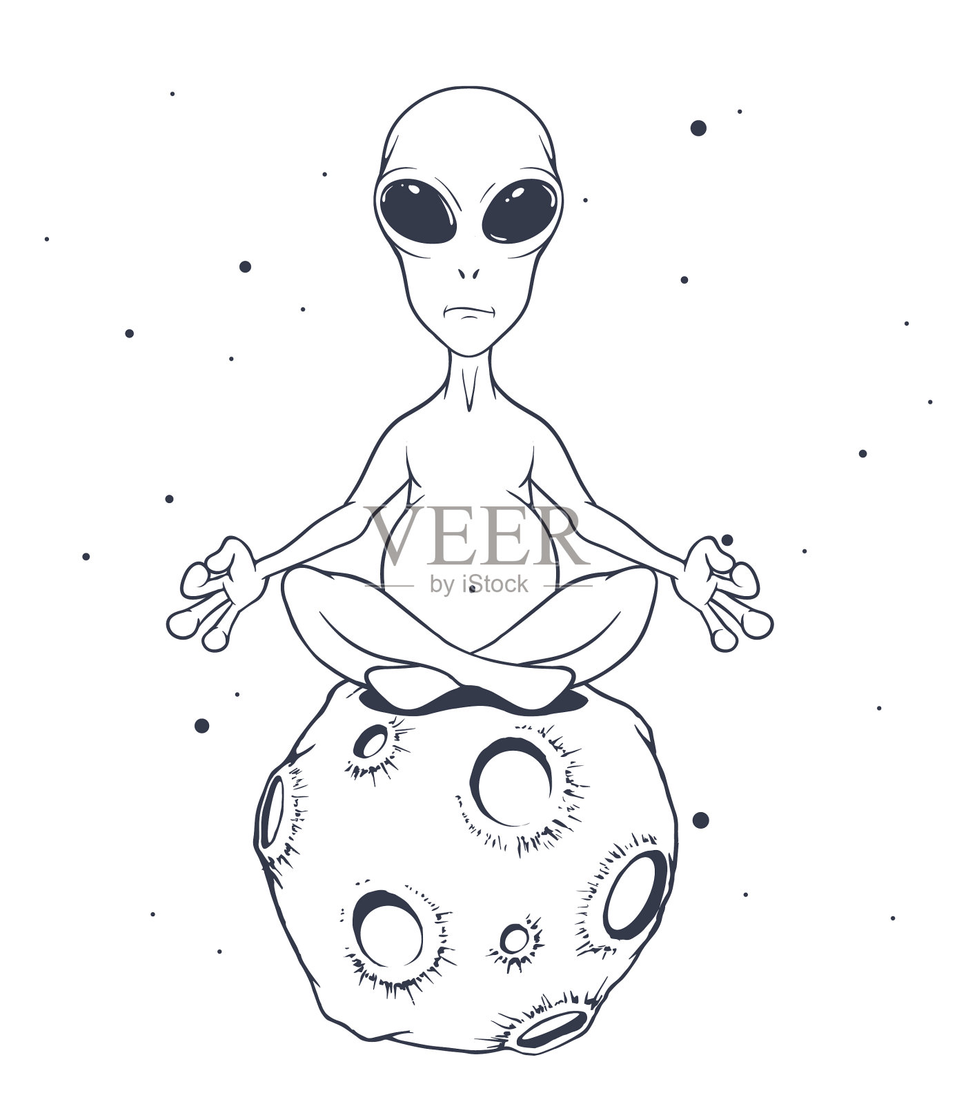 外星人坐在莲花的姿势插画图片素材