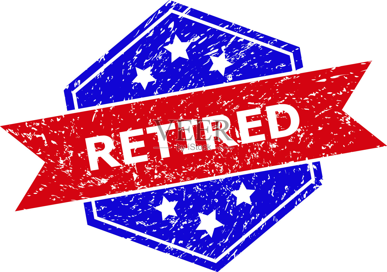 六角双色退休橡皮图章用橡皮插画图片素材