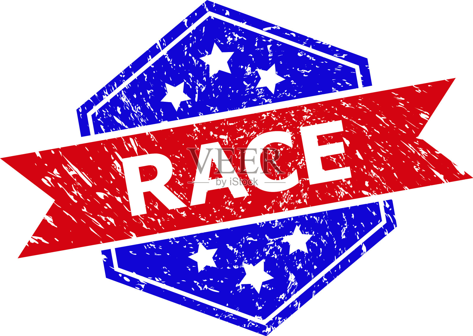 六边形双色race水印与垃圾纹理设计元素图片