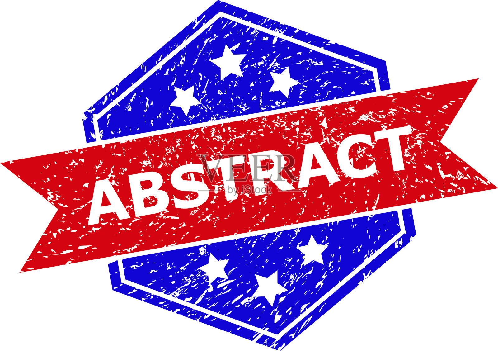 六角双色抽象邮票印章与遇险插画图片素材