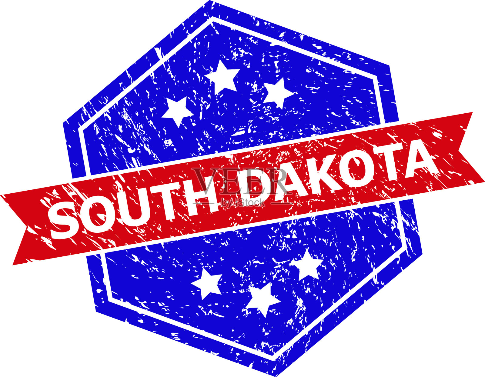 六角双色南达科他州橡皮图章插画图片素材