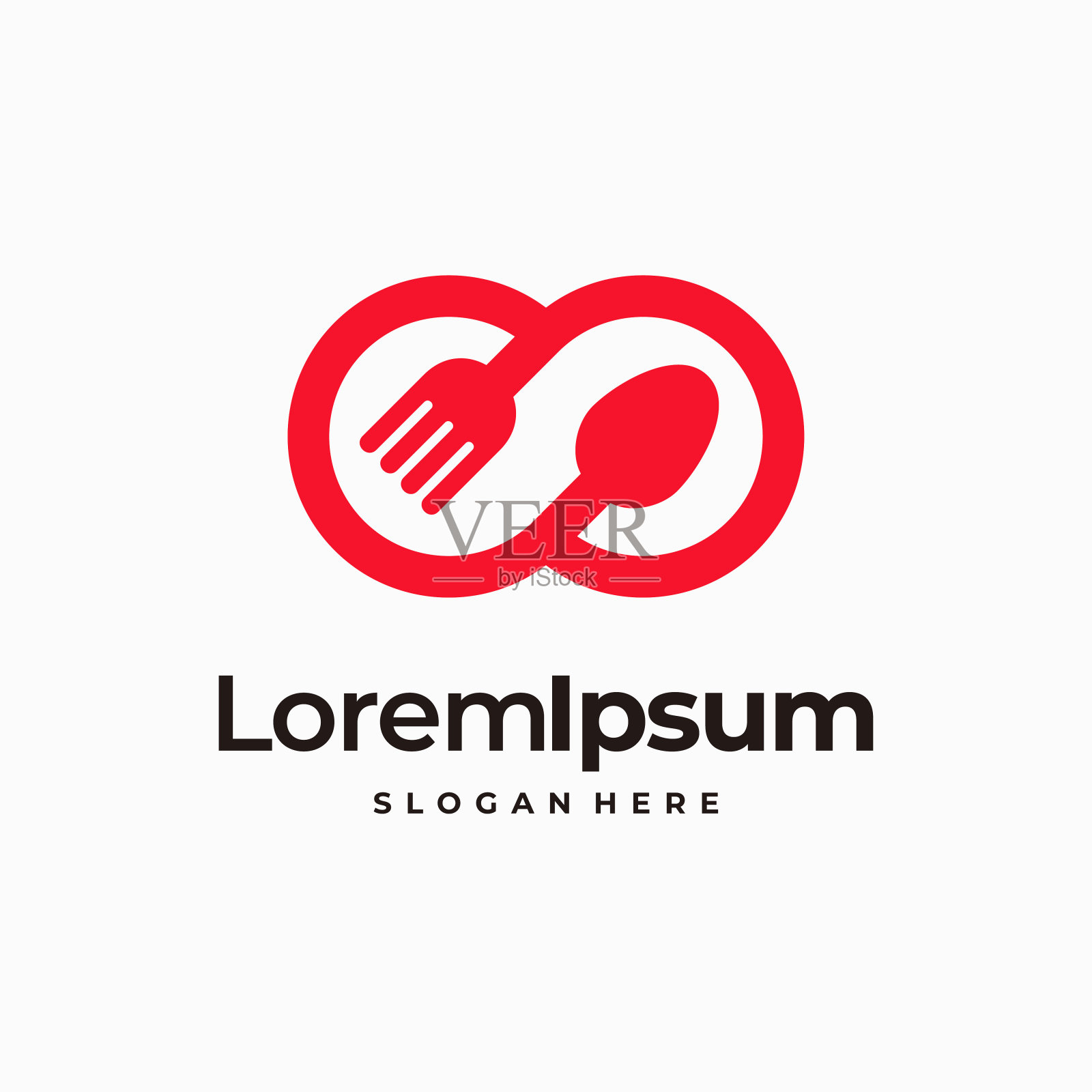 无限美食餐厅标识设计概念向量，无限和食物标识模板插画图片素材