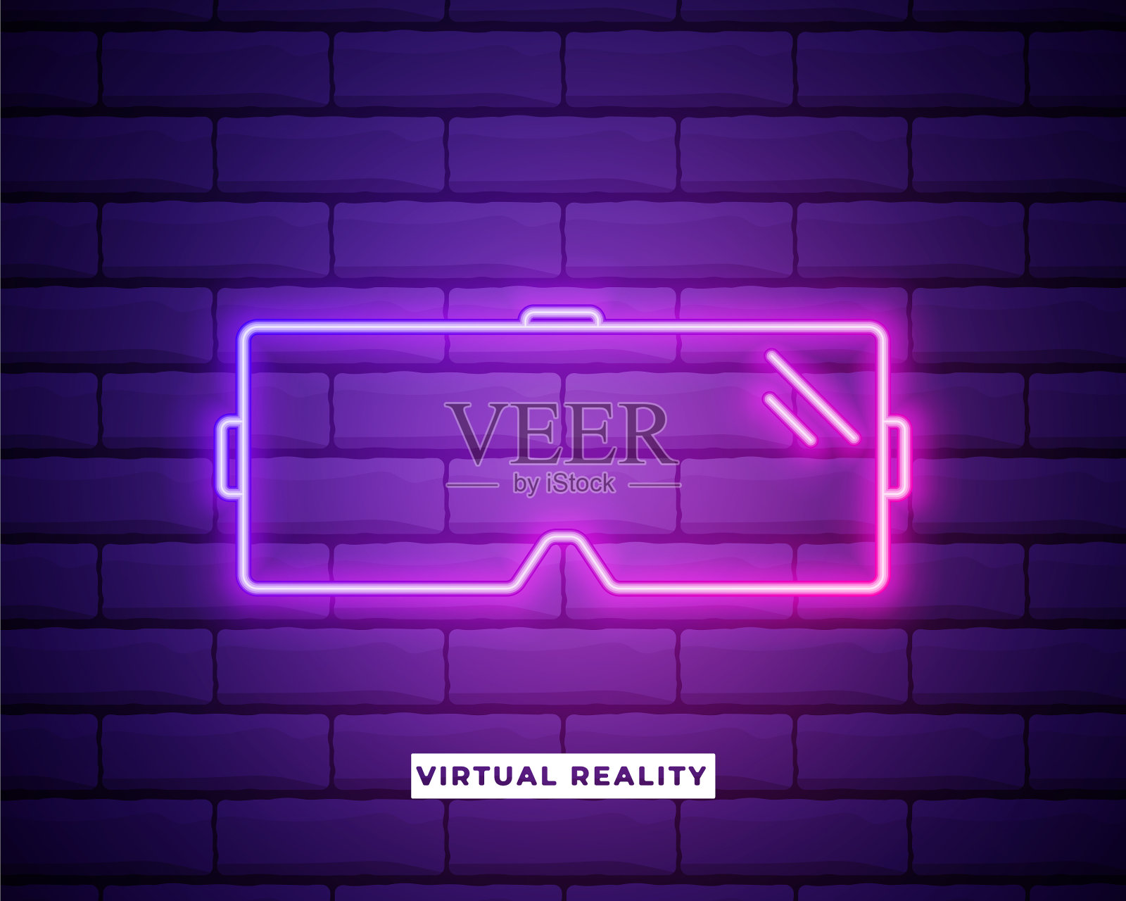 现实孤立的霓虹灯vr眼镜标志插画图片素材