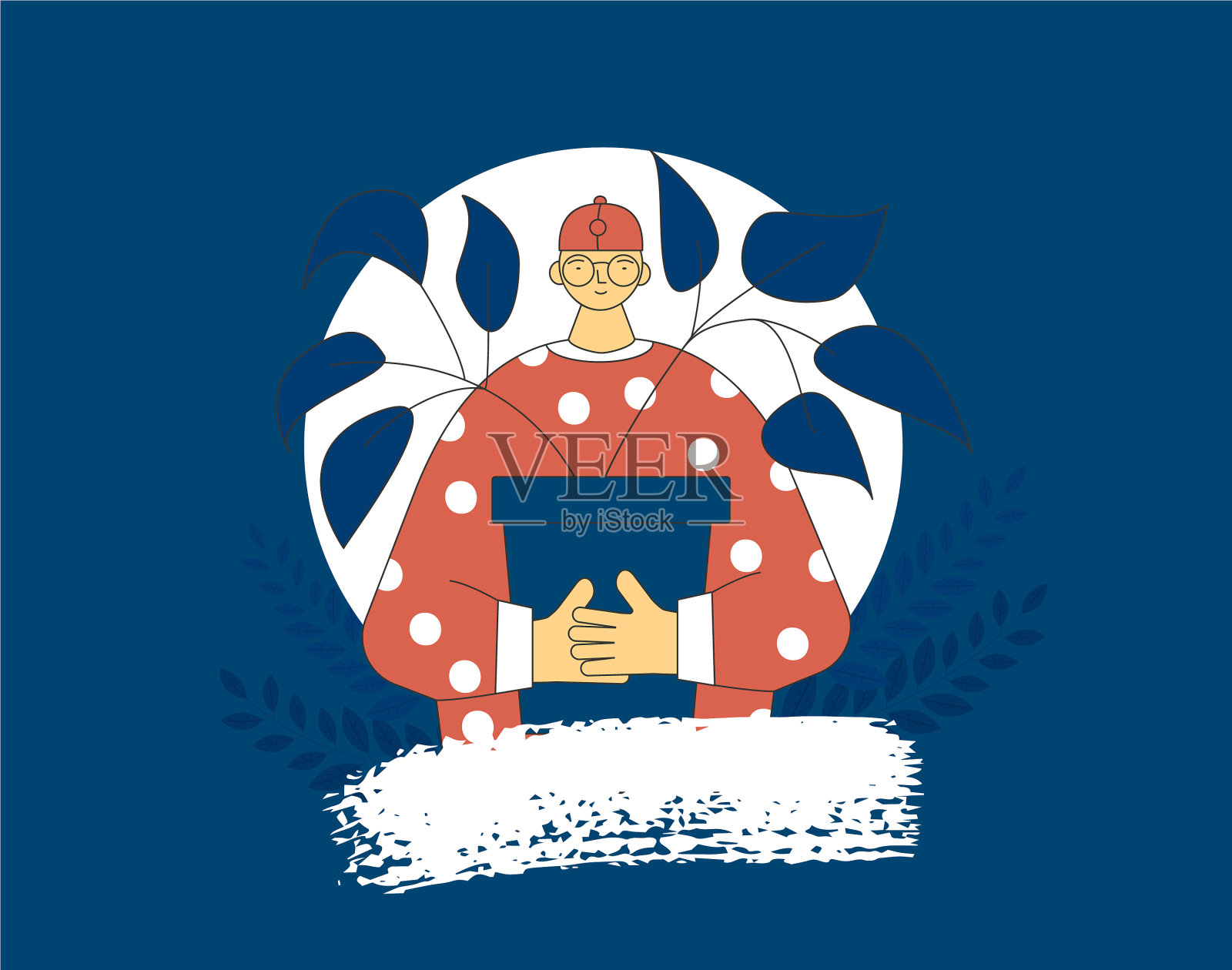 植物爱好者与室内花盆插画图片素材