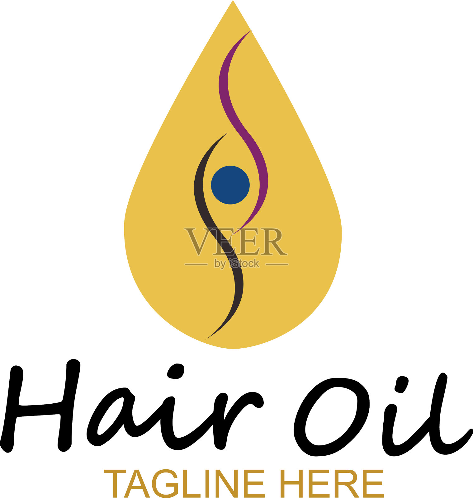 头发精油精油标志用滴油和头发插画图片素材