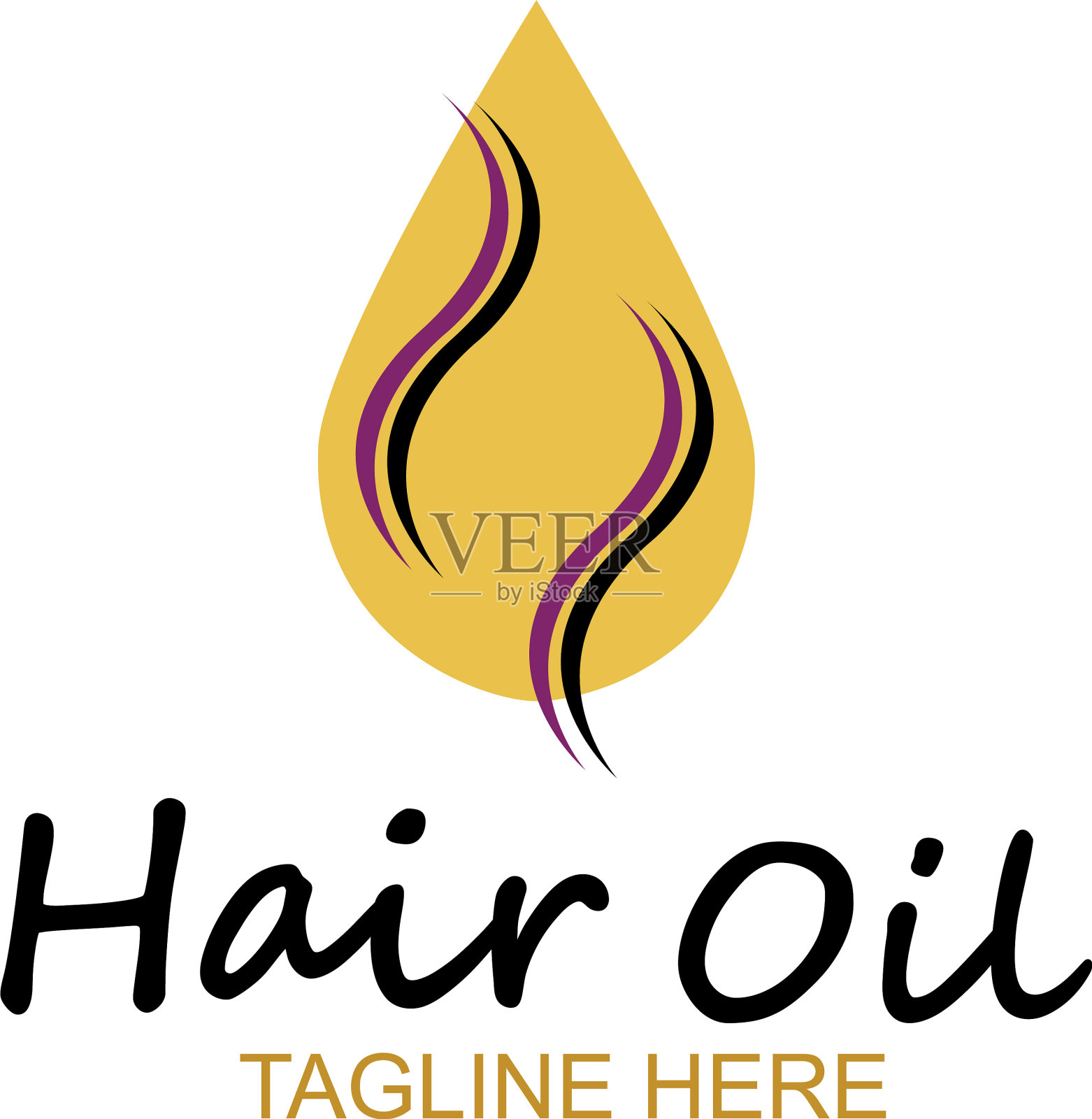 头发精油精油标志用滴油和头发插画图片素材