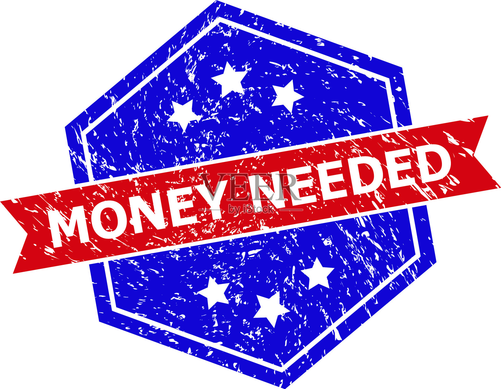 六角形的双色钱需要橡皮图章用插画图片素材