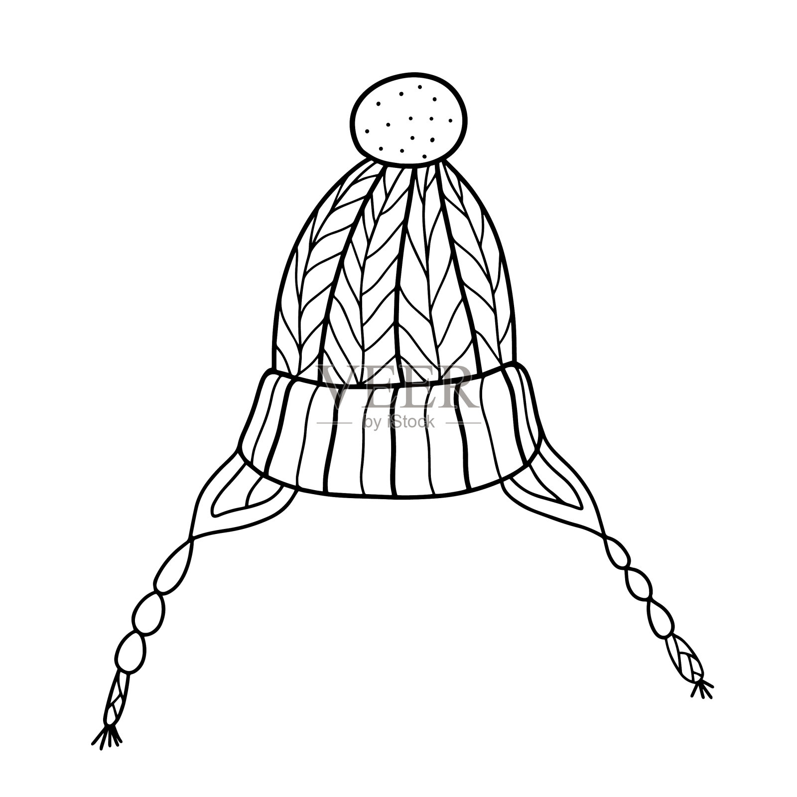 冬季针织帽与吊袜带涂鸦风格设计元素图片