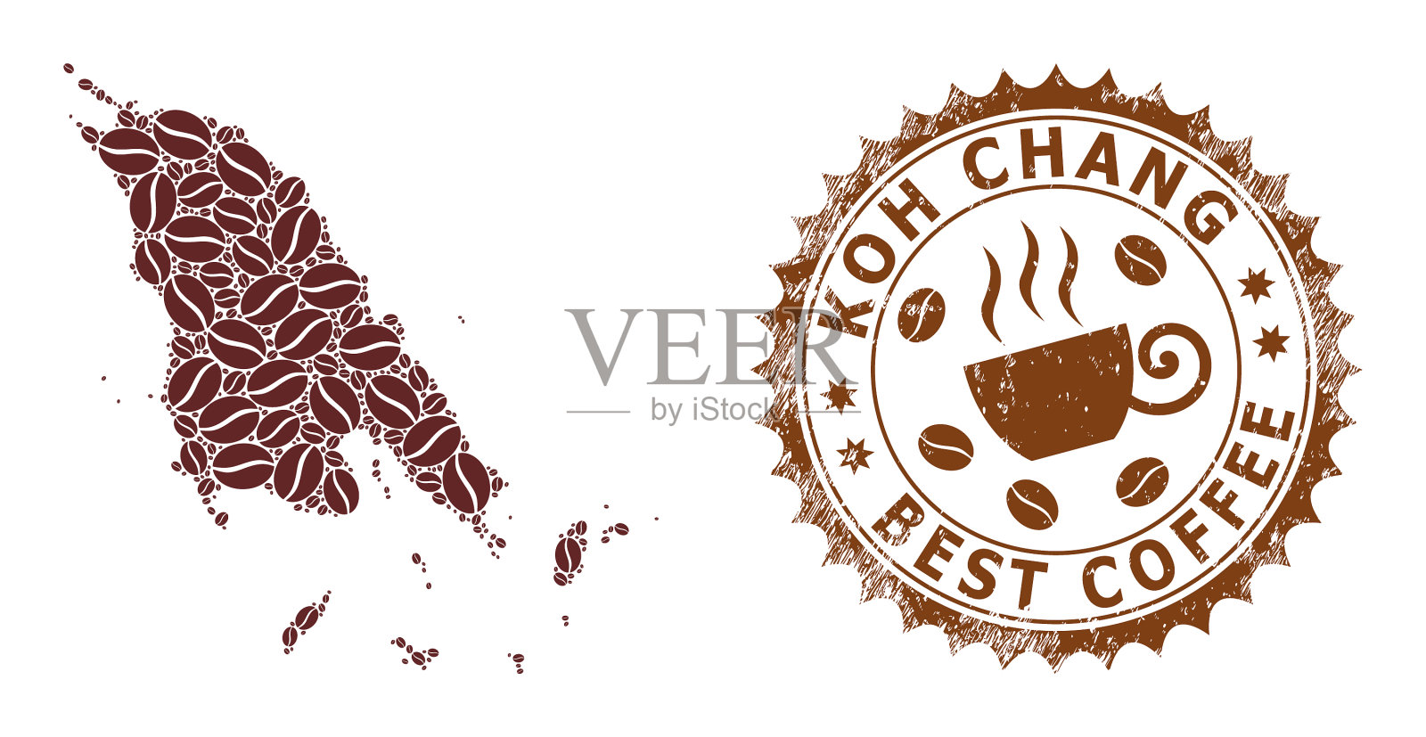 马赛克地图koh chang从咖啡和痛苦插画图片素材