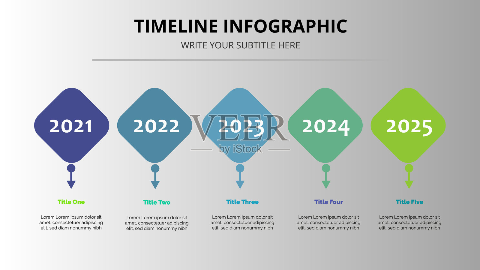 彩色时间轴信息图表模板美丽设计模板素材