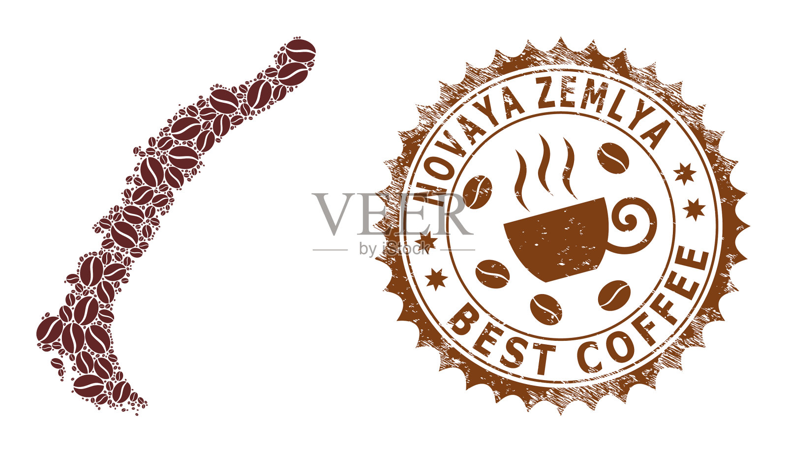 马赛克地图新地岛咖啡插画图片素材