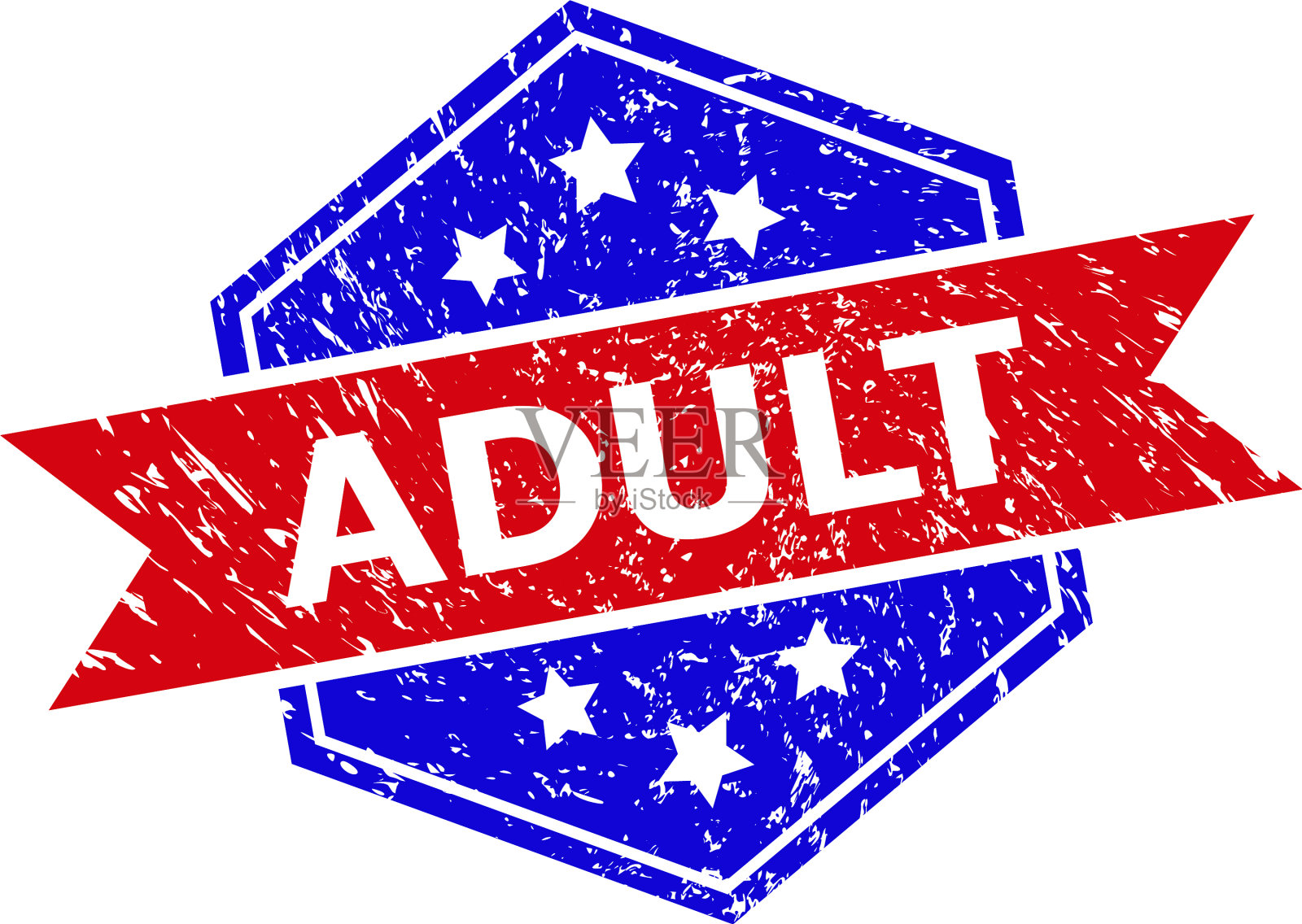 六角形双色成年海豹与危难纹理插画图片素材