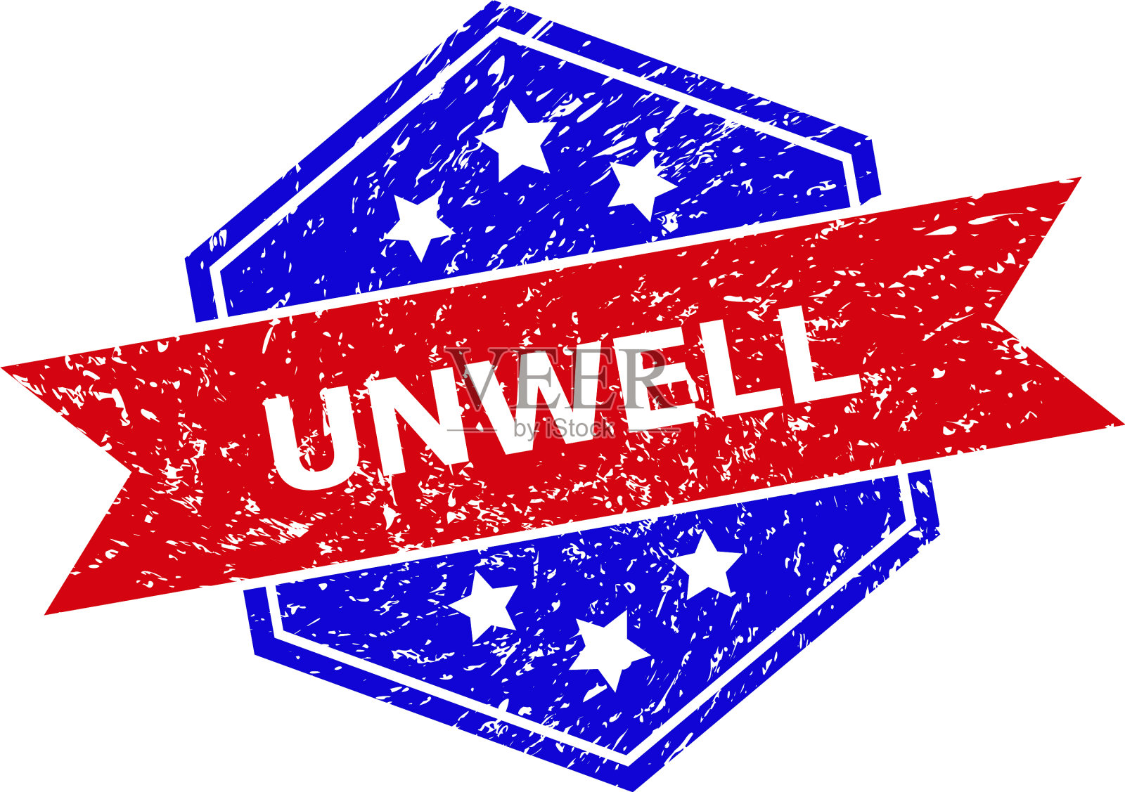 六角形双色不良印章印章不干净插画图片素材