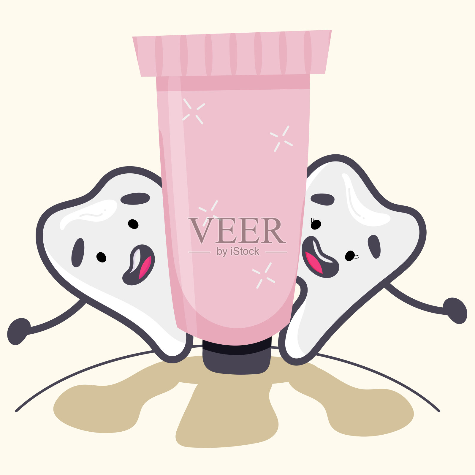 用牙刷画牙齿插画图片素材