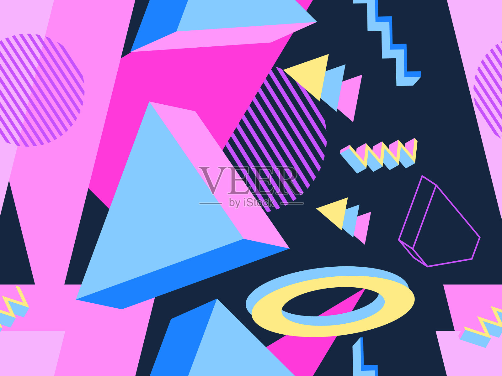 几何孟菲斯无缝图案的风格插画图片素材