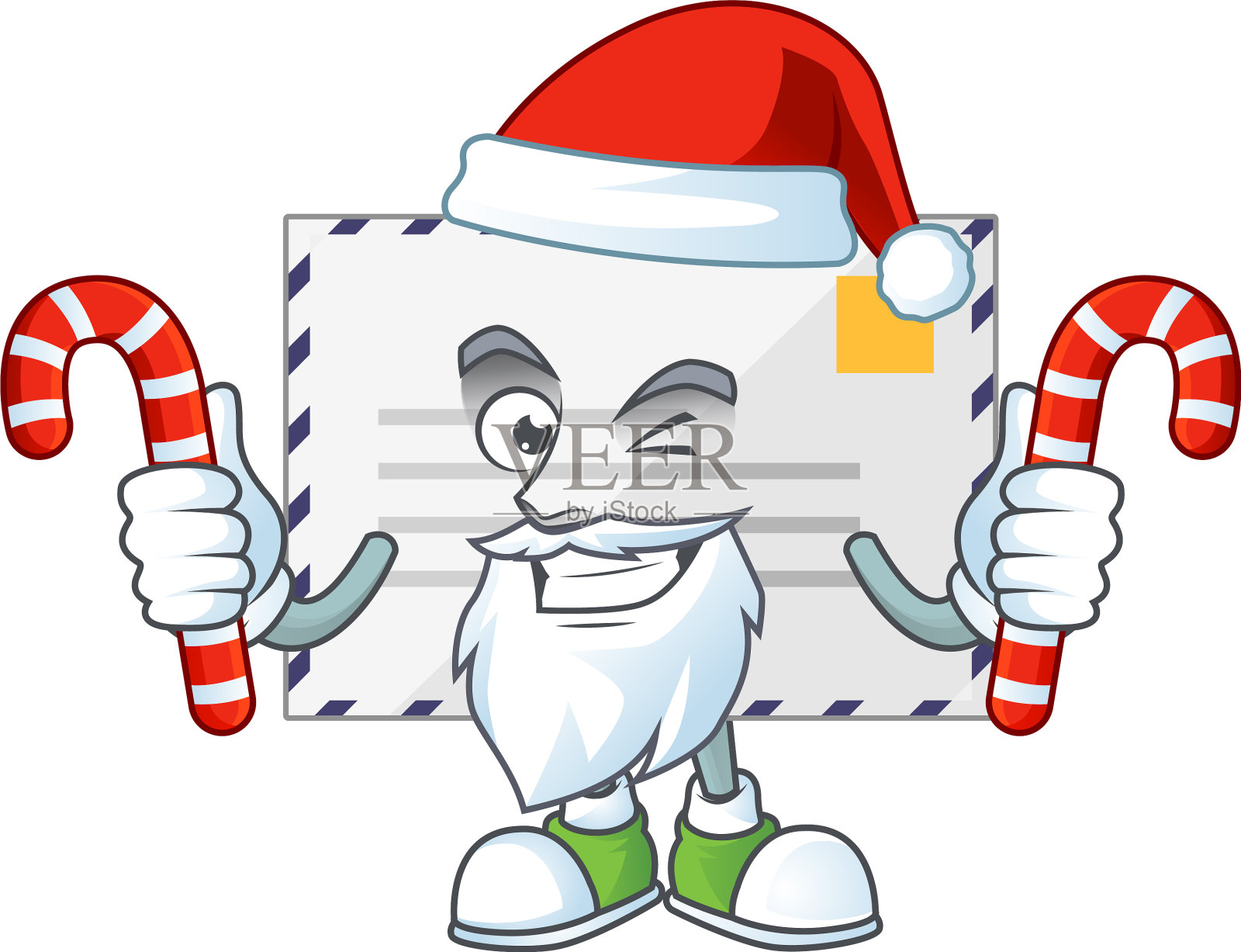 卡通人物字母作为圣诞老人的糖果插画图片素材