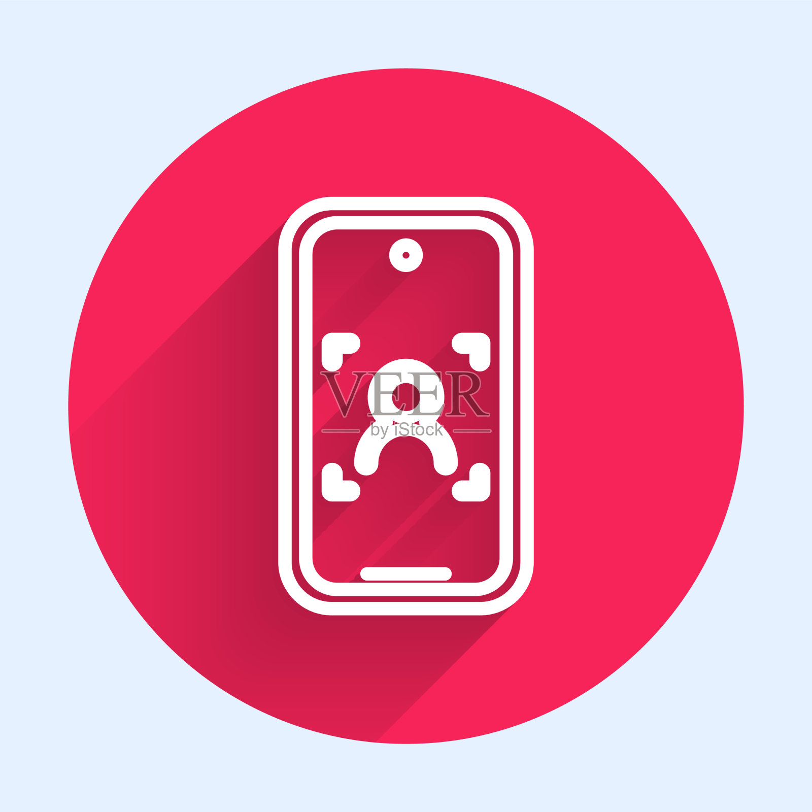 白线手机和人脸识别图标图标素材