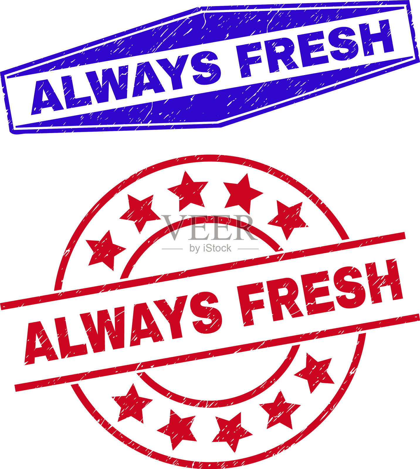 总是新鲜的垃圾邮票在圆圈和六角形插画图片素材