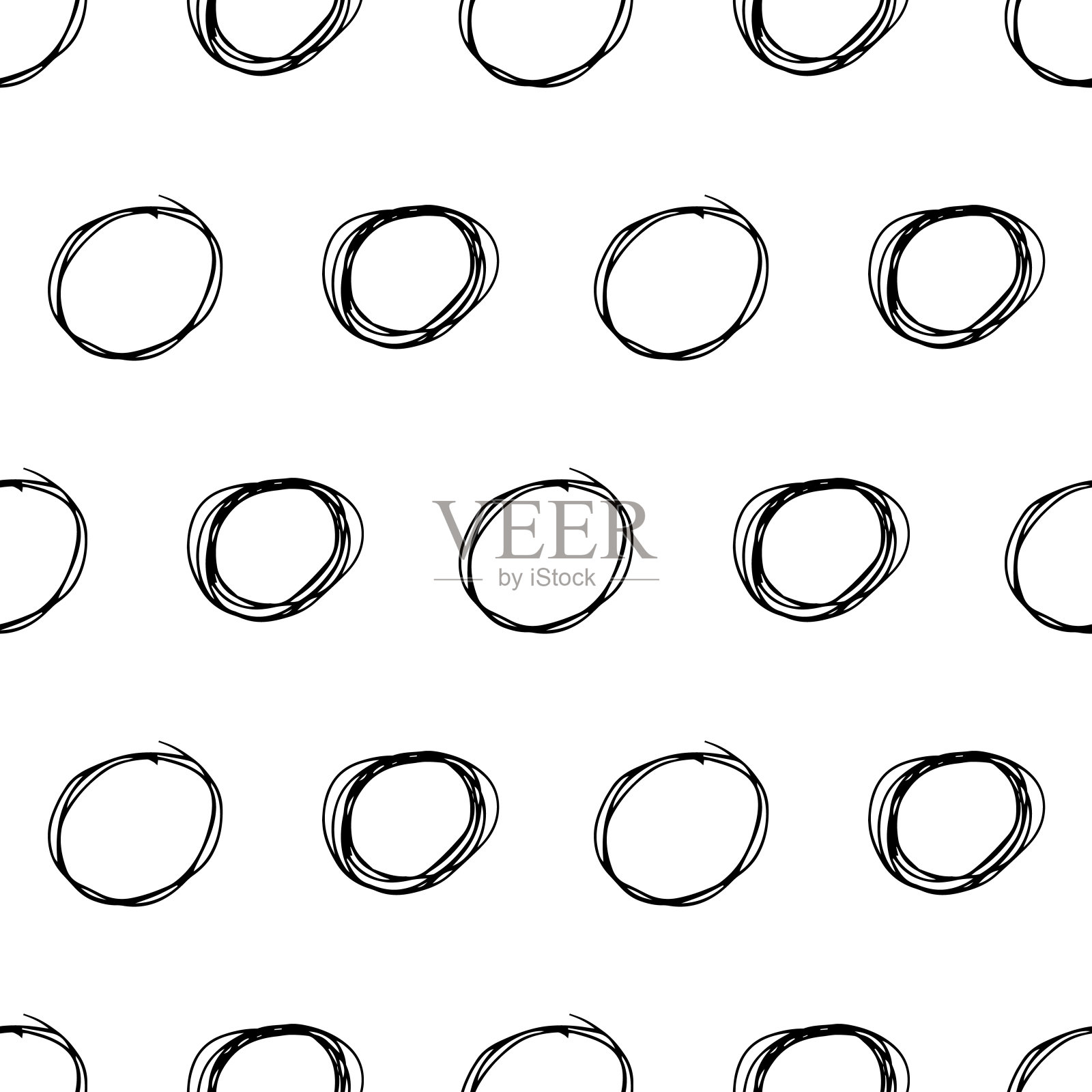 无缝图案与素描圆形状插画图片素材