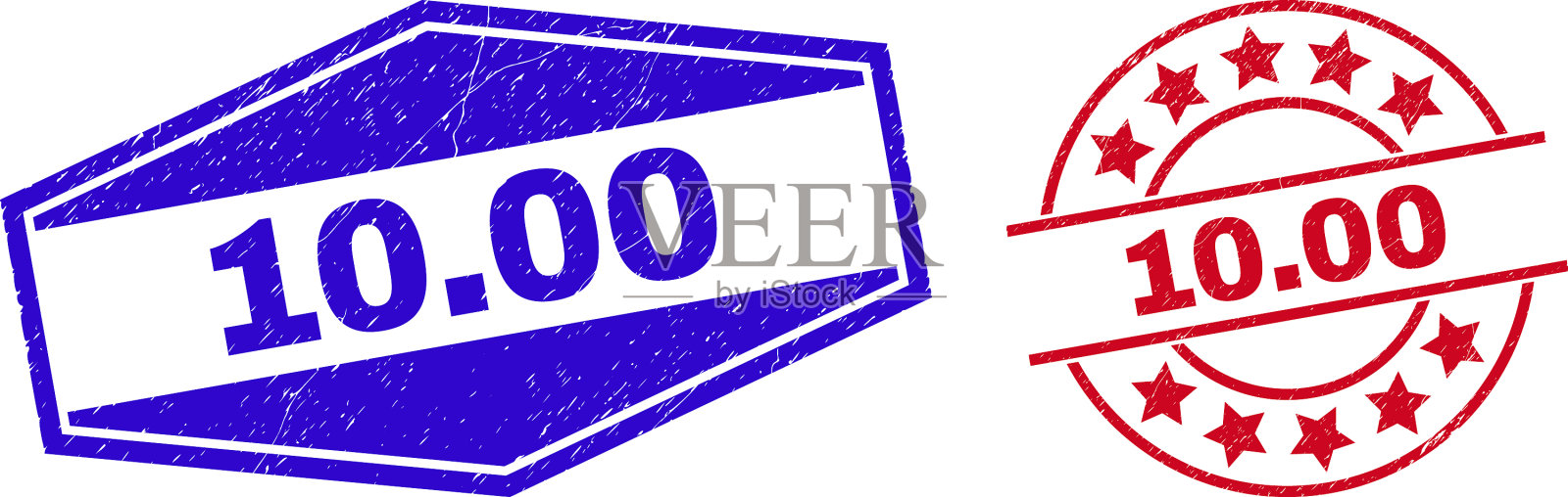 1000枚圆形和六角形垃圾邮票封条插画图片素材