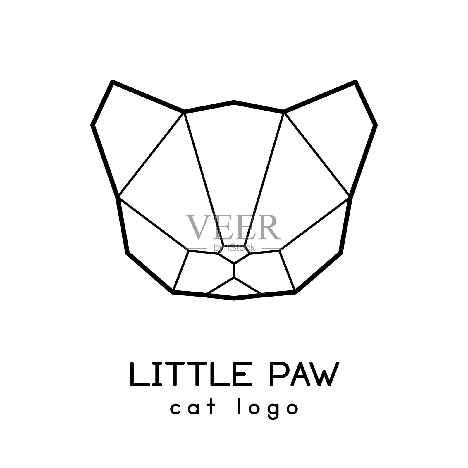 低聚小猫脸标志设计插画图片素材