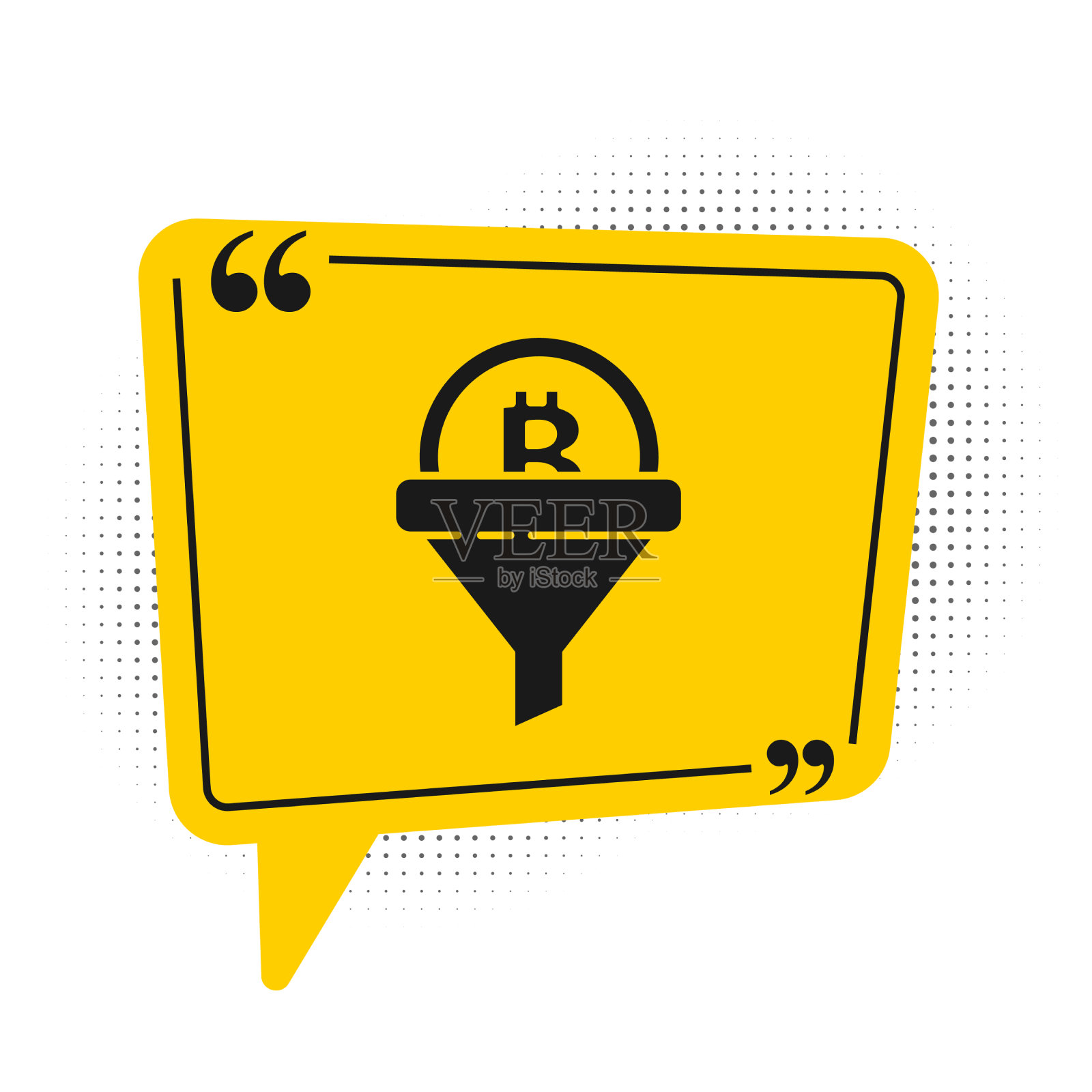 黑色销售漏斗与比特币图标孤立插画图片素材