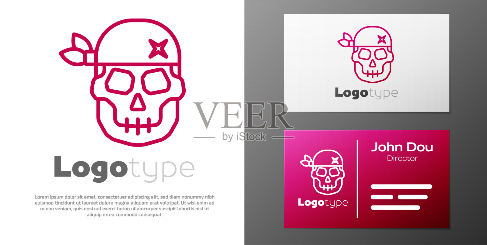 标志型线颅骨图标孤立在白色插画图片素材