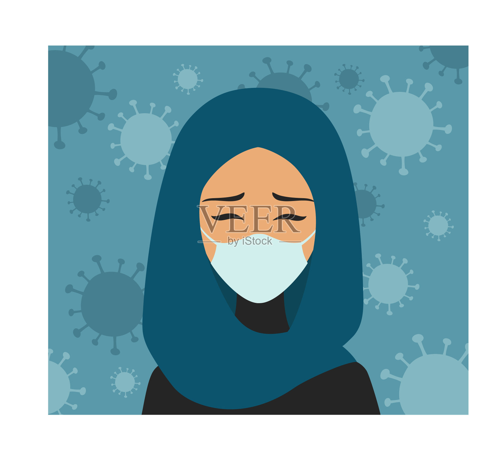 描绘一名戴面具的阿拉伯妇女插画图片素材