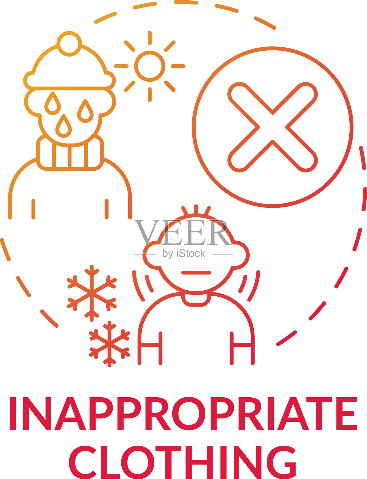 不合适的服装红色渐变概念图标插画图片素材