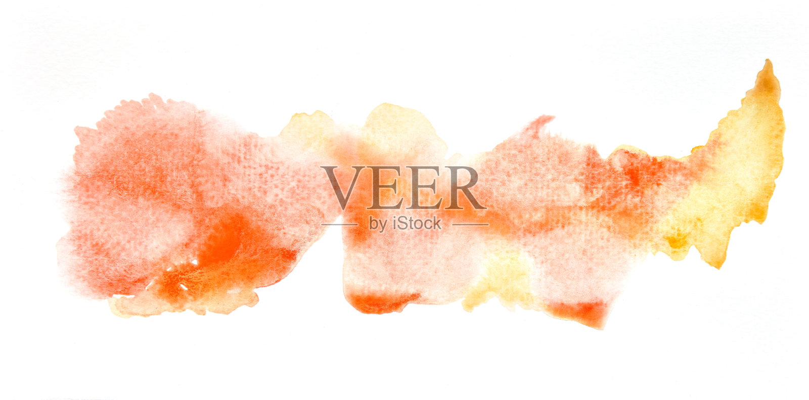 一幅抽象橙色和黄色水彩的照片图像在纸上，手绘橙色和黄色水彩梯度为背景，湿法技术在纸上混合不同的颜色插画图片素材