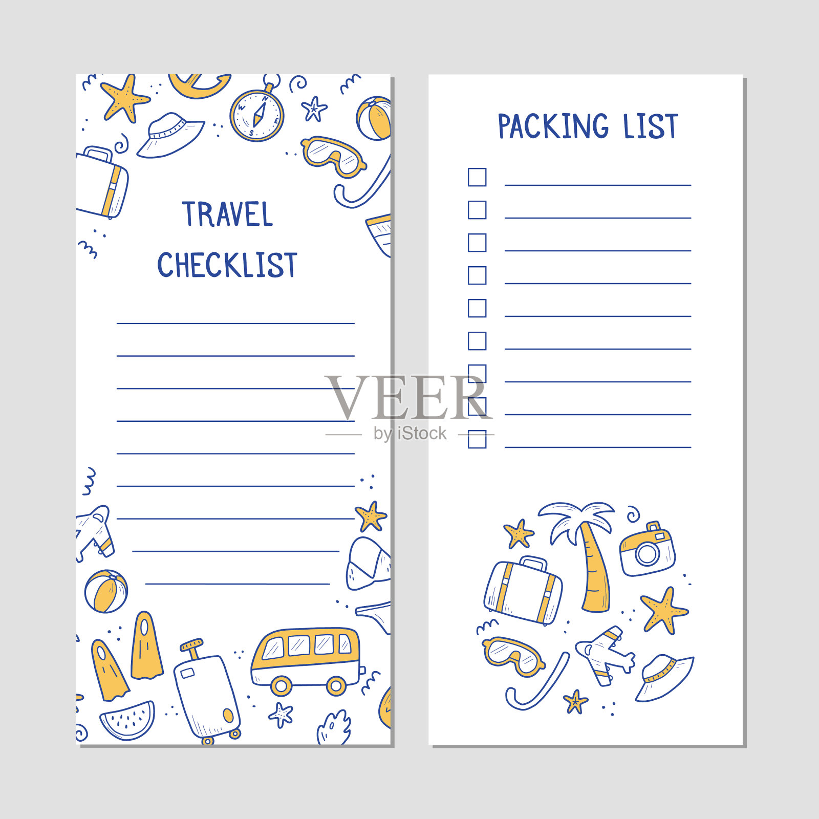 手绘旅行清单插画图片素材