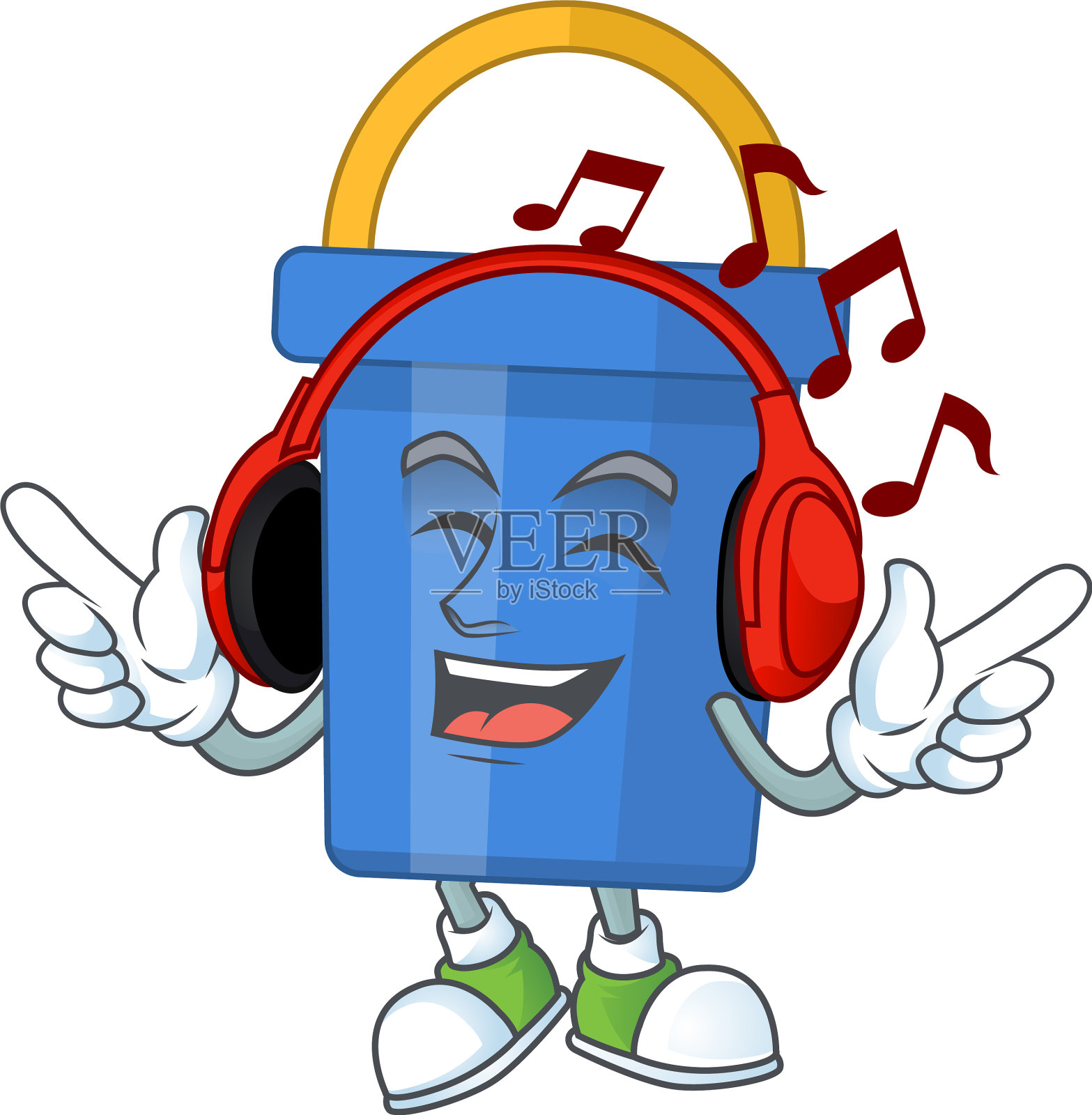 卡通蓝沙桶听音乐设计元素图片