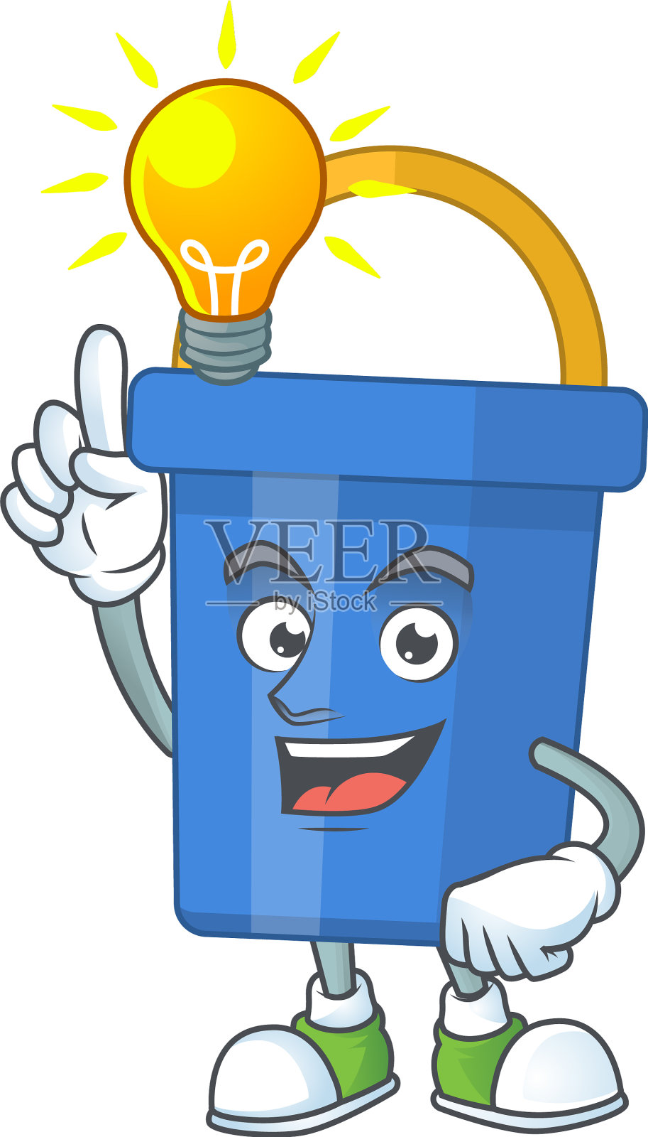 一个明亮的蓝色沙桶卡通有一个想法设计元素图片