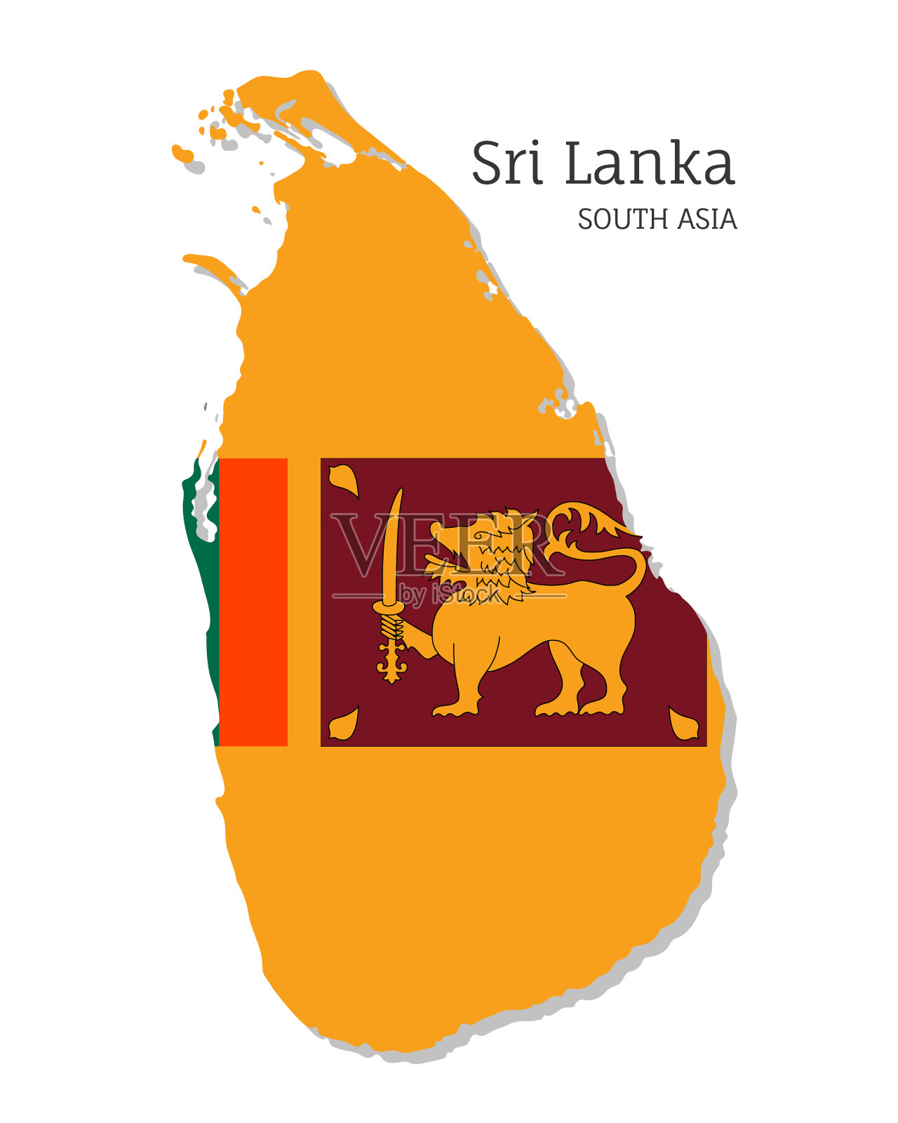 斯里兰卡地图与国旗插画图片素材