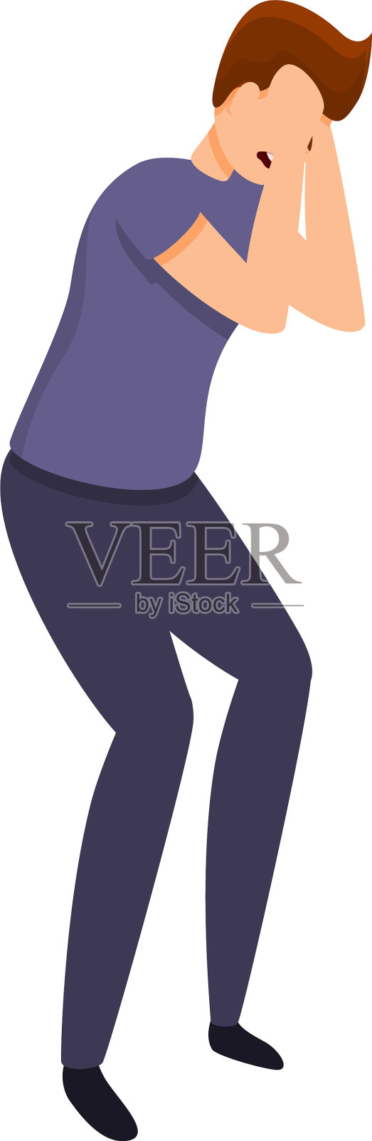 害怕男人图标卡通风格设计元素图片