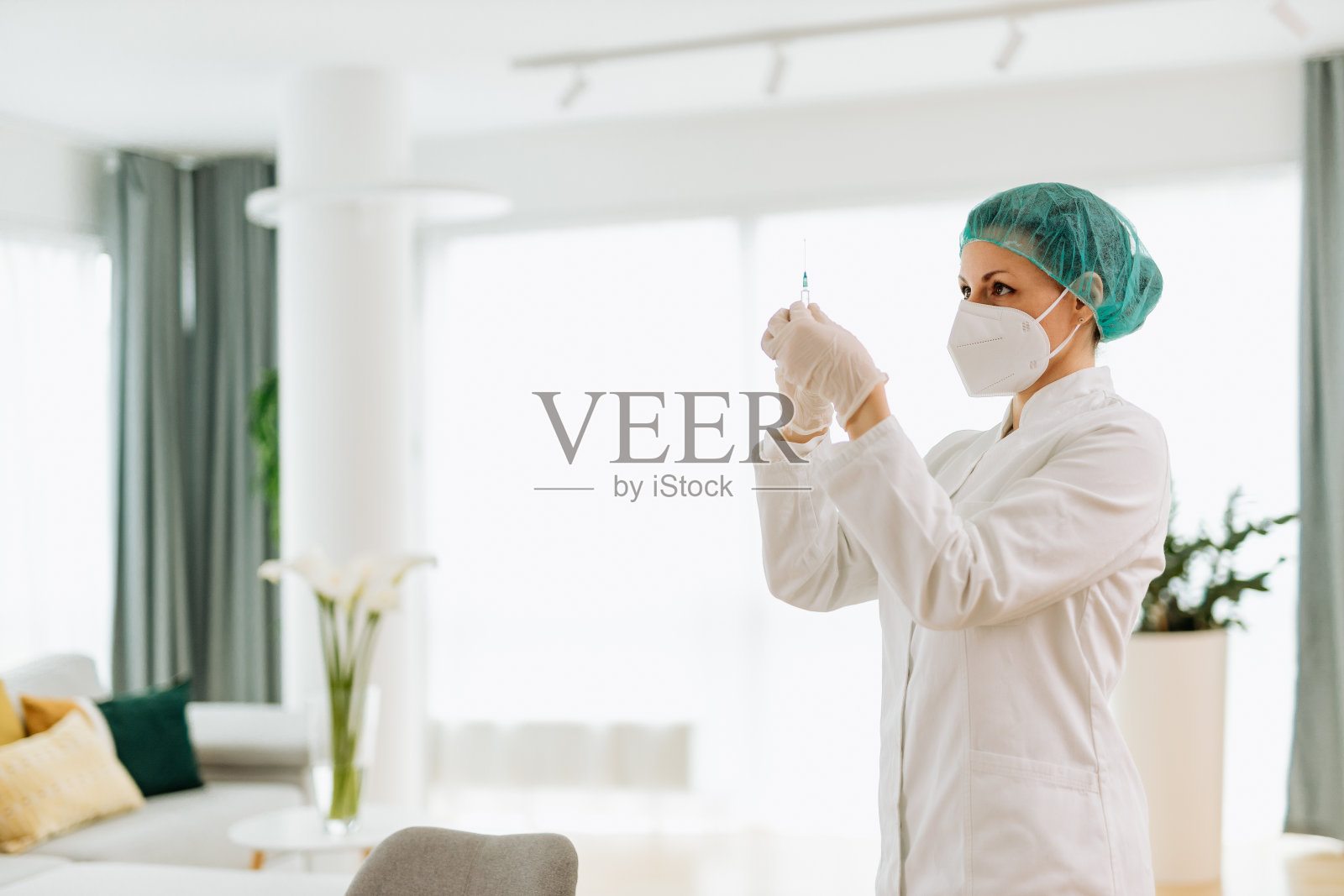 戴着面具,医学。照片摄影图片