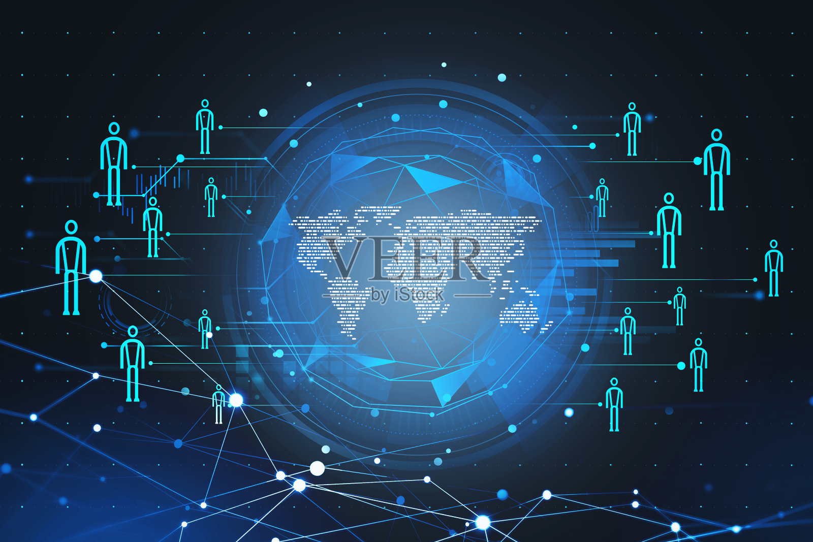 地球的全息图和人类的图标照片摄影图片