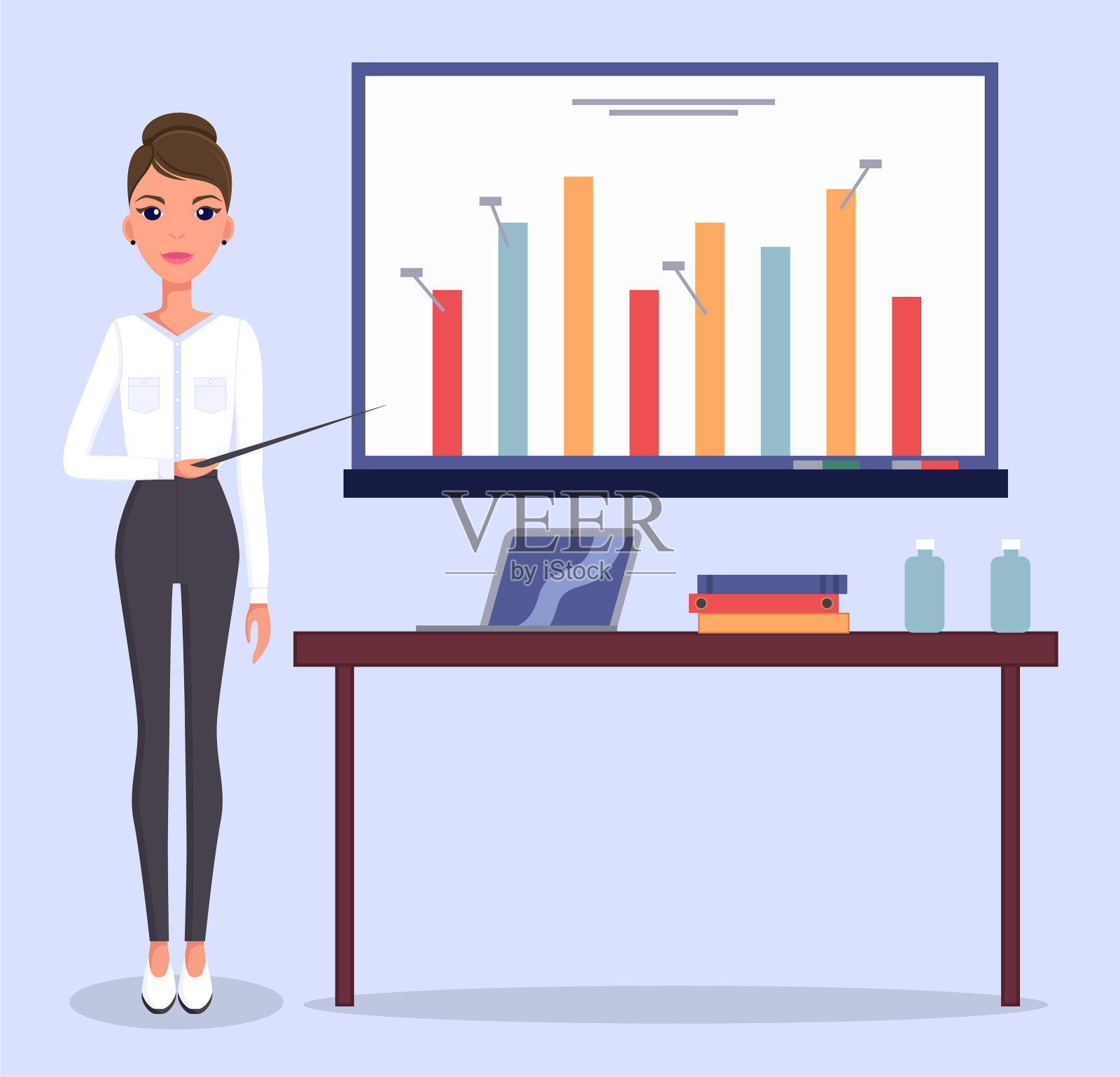 年轻漂亮的女商人还是顶级经理吧插画图片素材