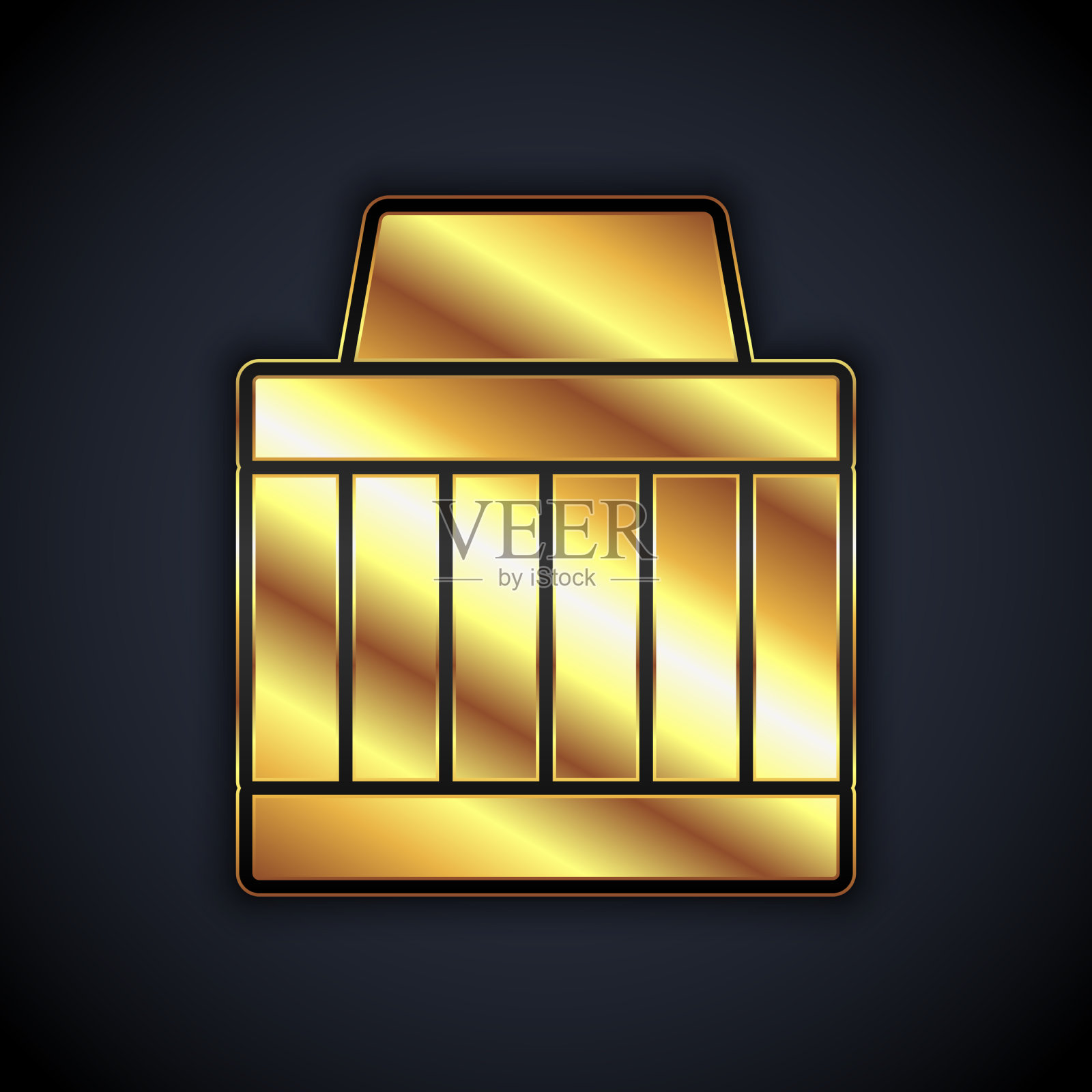 金色汽车空气过滤器图标隔离在黑色图标素材