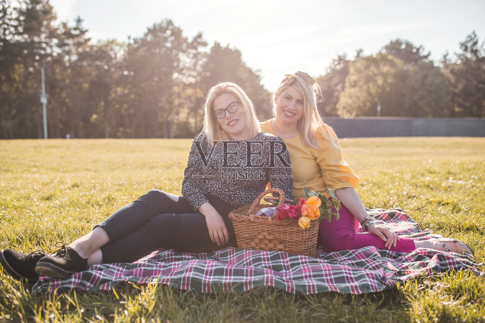 最好的朋友享受野餐照片摄影图片