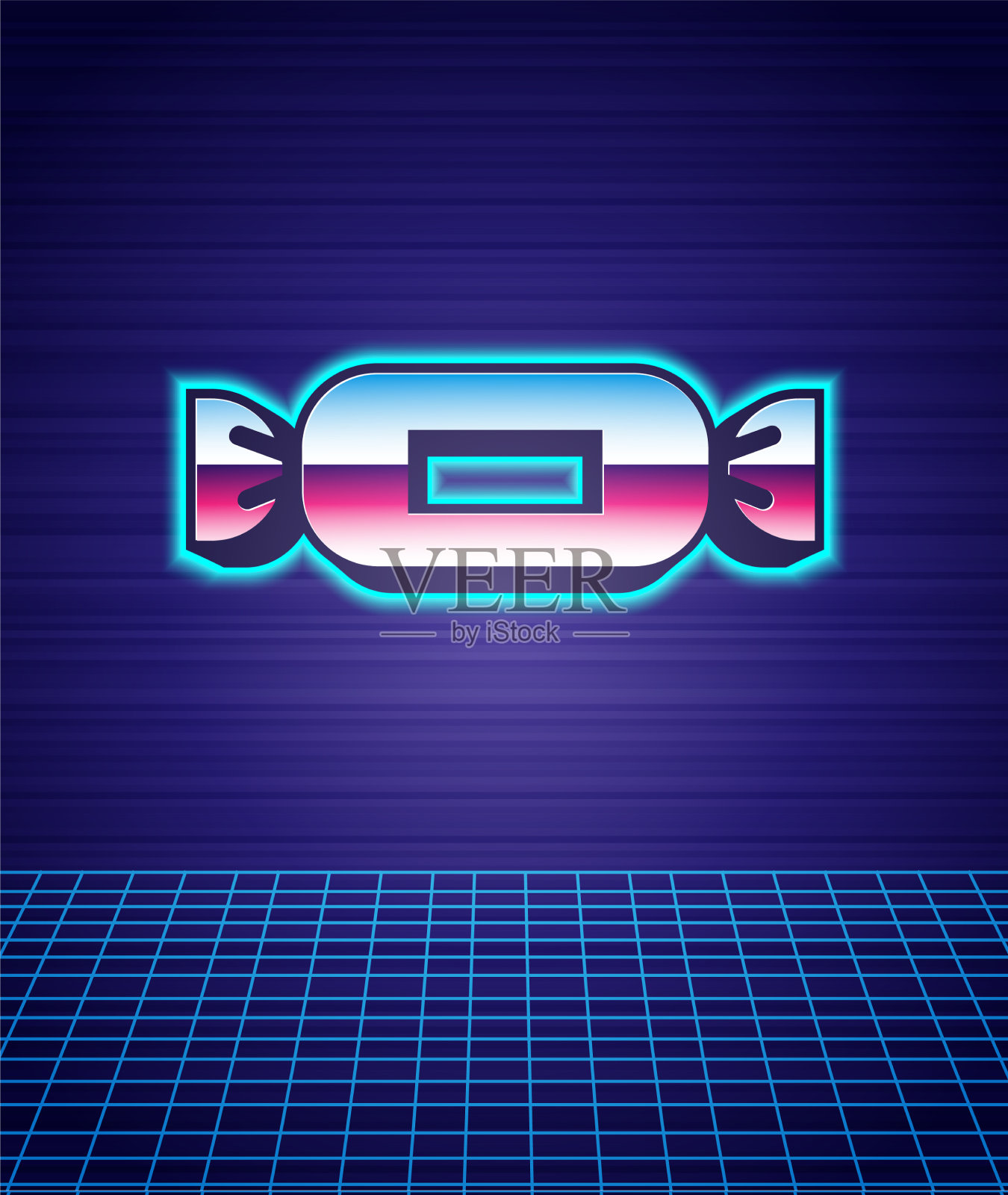 复古风格的糖果图标孤立的未来主义插画图片素材