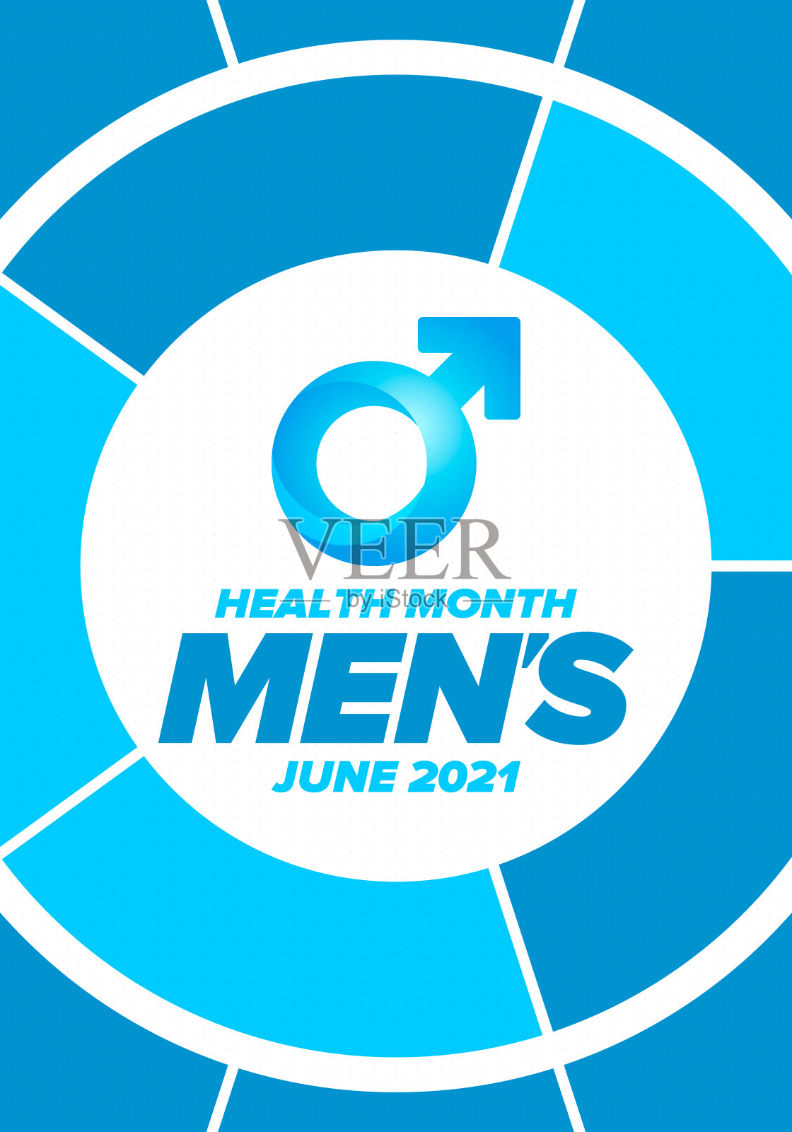 六月全国男性健康月健康教育计划。每年在美国庆祝。医学概念。护理和健康。海报、卡片、横幅和背景。矢量图插画图片素材