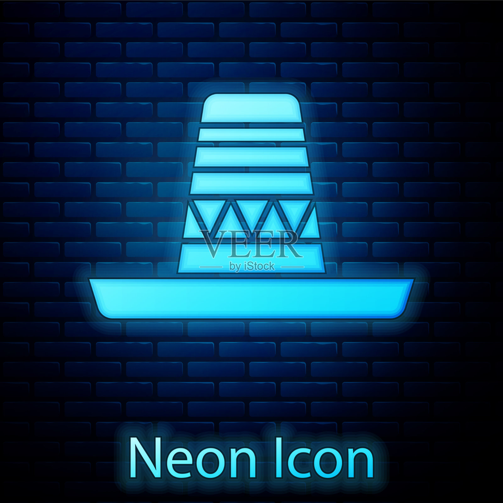 发光的霓虹灯传统墨西哥宽边帽图标图标素材