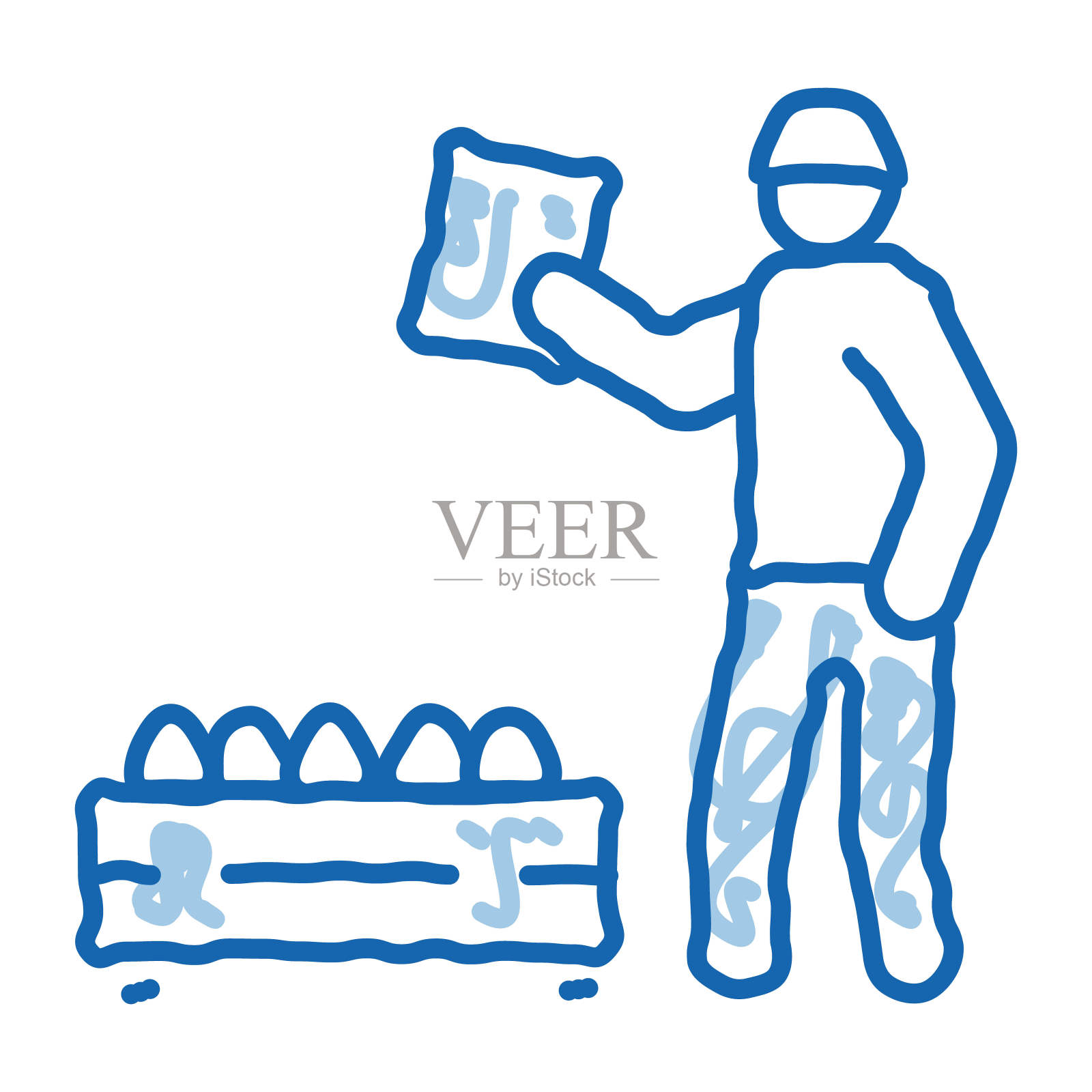 蘑菇农场工人图标矢量轮廓插图插画图片素材