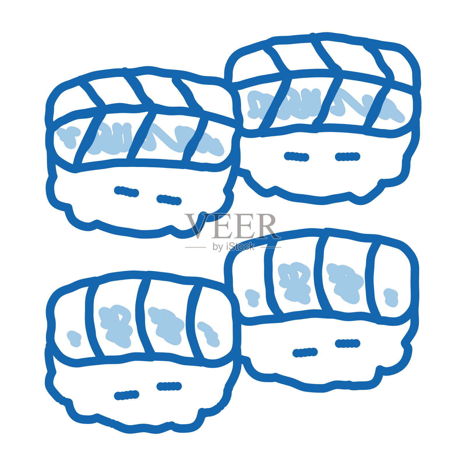 寿司卷海鲜涂鸦图标手绘插图插画图片素材