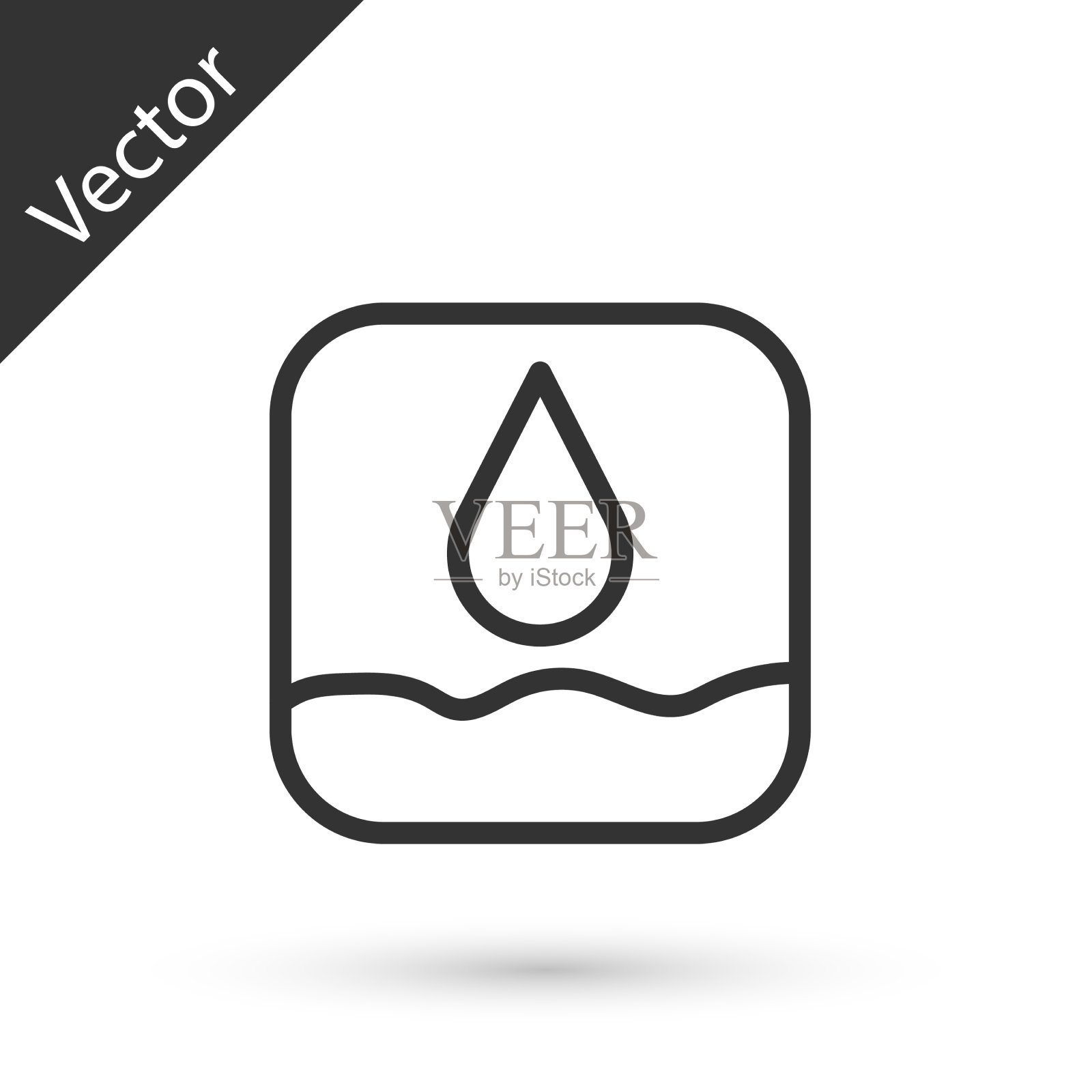 灰色线水滴图标孤立在白色图标素材